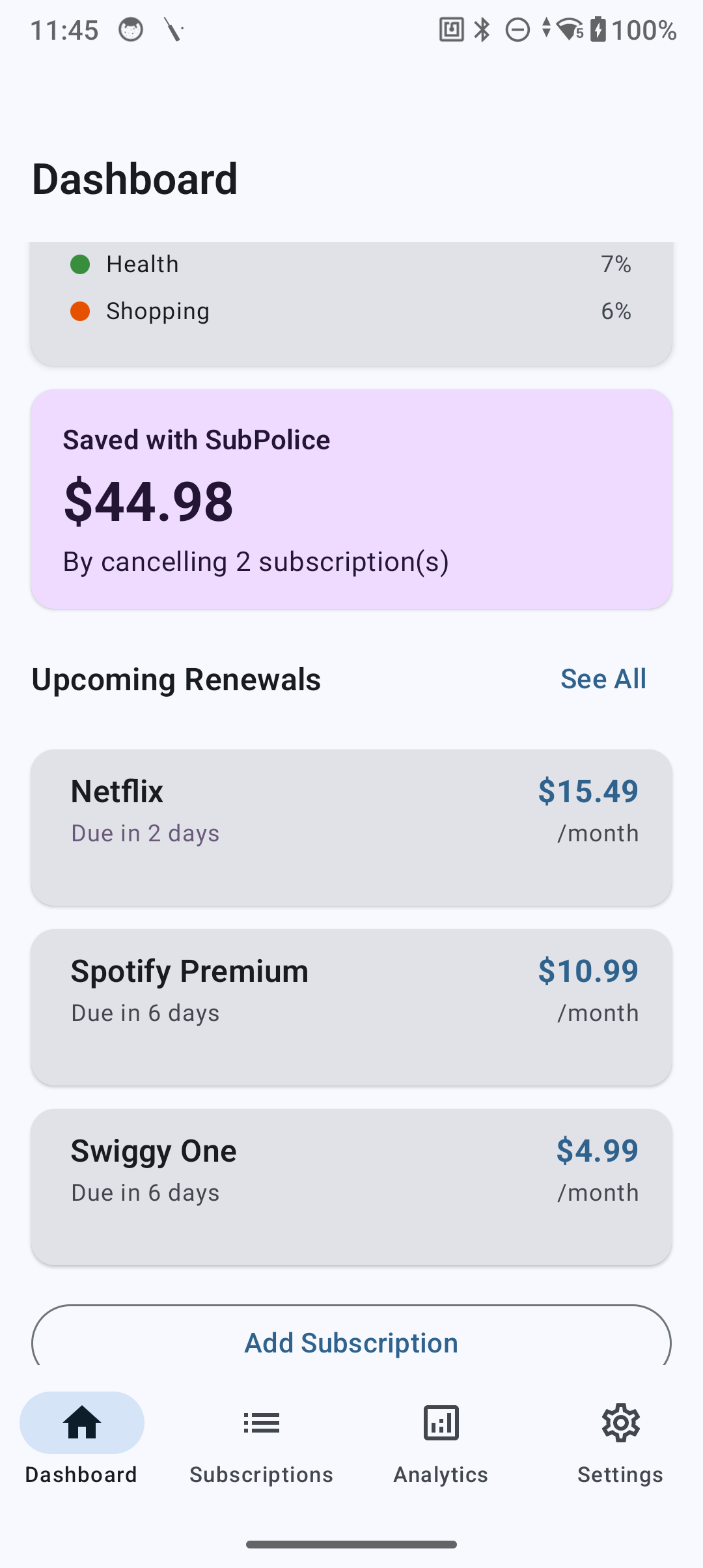 Savings tracker